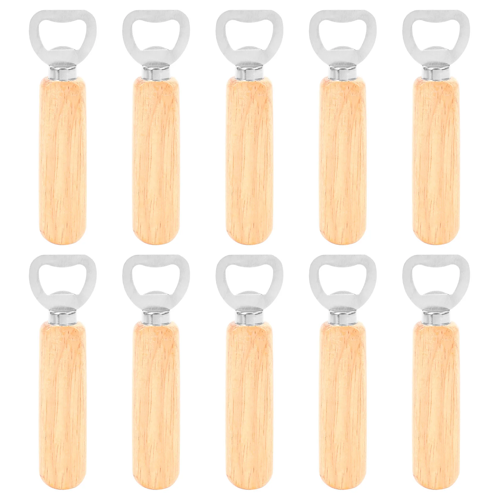 

10Pcs/Set Bartender Bottle Opener Rubber Wood Handheld Wine Beer Soda Glass Cap Bottle Opener for Home Kitchen Bar