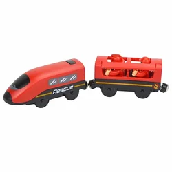 Deluxe Wooden Railway Track Set with Magnetic Train Toys and Electric Locomotive (A40)
