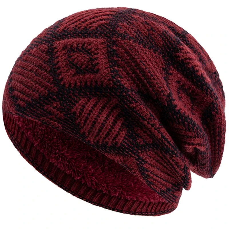 Unisex Mode Winter Schicke Mützen Geometrischer Figurenstil Strickmützen für Männer Frauen Beanie-Mütze Outdoor Plüsch Fellfutter Warme Mütze – Detail 13