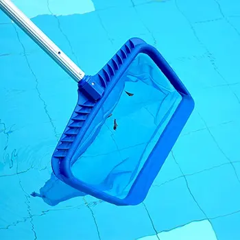 Rastrello per foglie per piscina Borsa profonda di grande capacità Telaio ispessito Rete per skimmer per piscina con manico staccabile