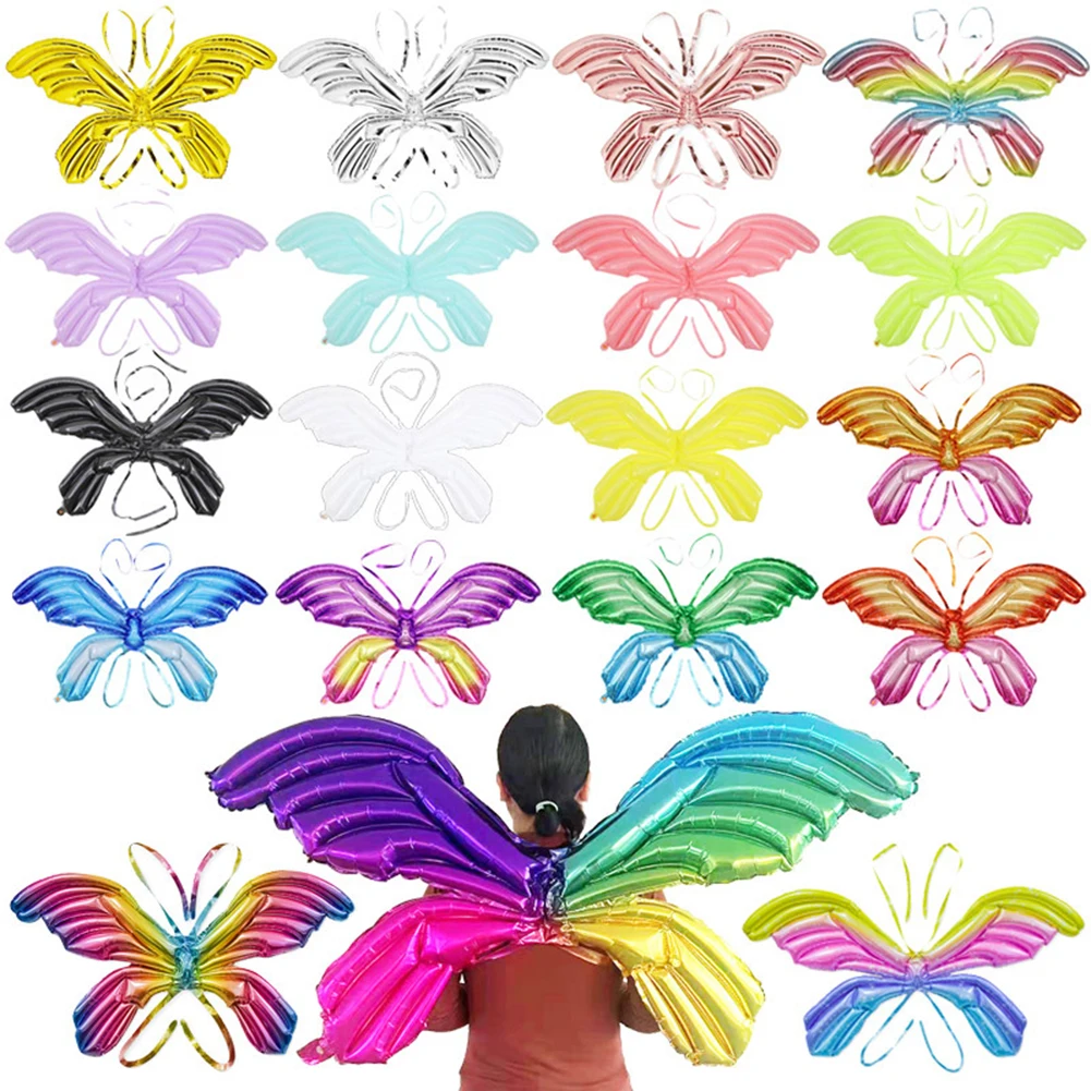 

1Pcs Large Back Hanging Butterfly Wing Aluminum Film Balloon Baby Children's Day Wing Toy Balloon Wedding Birthday Decors