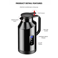 Nouvelle bouilloire électrique de voiture 1500ML 12V 24V à ébullition rapide en acier inoxydable 304 pour voyage et camping, bouteille d'eau chaude, bouilloire à eau chaude 6