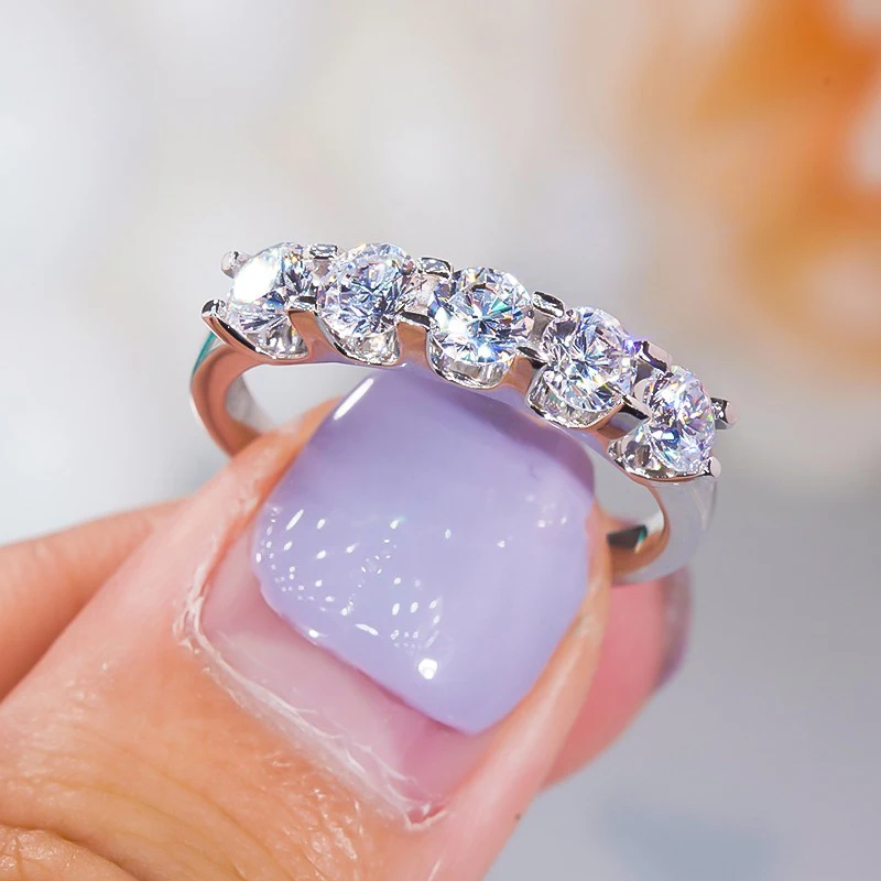 100% 18K златен кръгъл пръстен с моасанит 2CT D цвят VVS1 диамант Богати класически фини бижута за жени Подарък