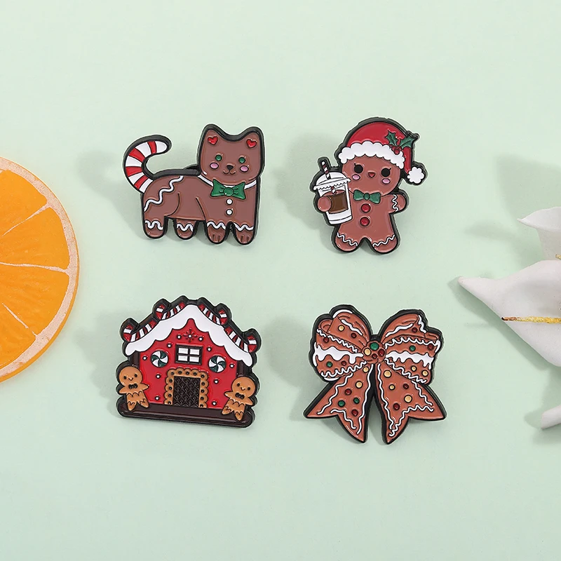 Weihnachten Schneemann Elch Emaille Pins Benutzerdefinierte Lebkuchenmann Trinken Broschen Revers Abzeichen Kleidung Lustige Schmuck Geschenk für Kinder Freunde – Detail 5