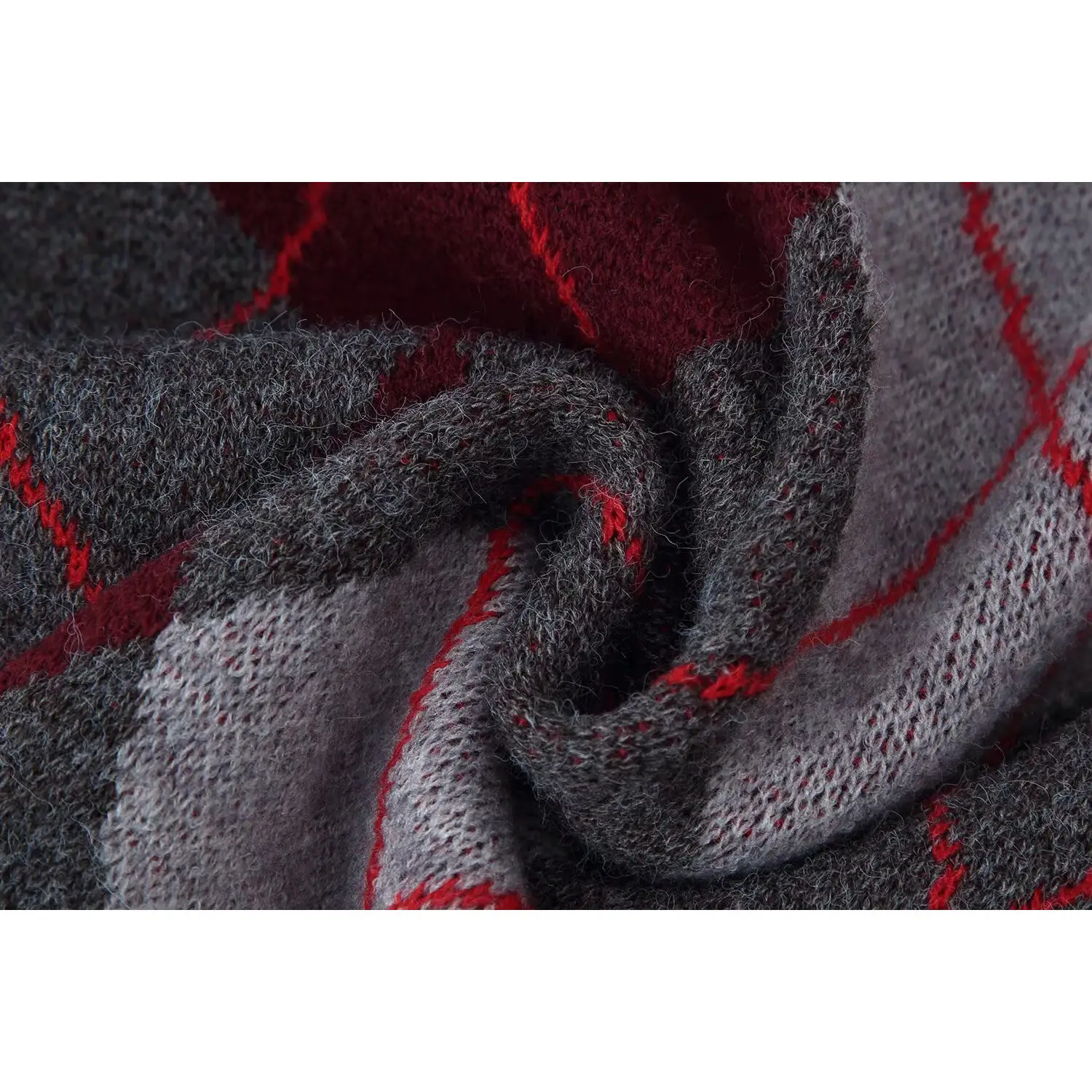 KASLEAD New Women's Faion Knitted Long Sve round Ne Tassel Sweater Diamond Pattern Polyester Fiber Casual Top