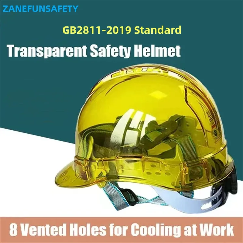 Transparent Safety Helmet Vented Cooling Lightweight Construction Helmet Sports Climbing Steeplejack Hard Cap Peak View