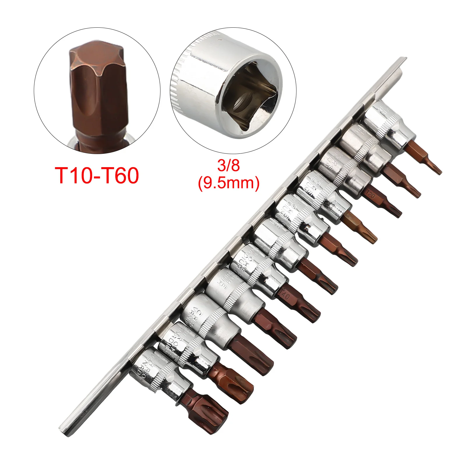 

11pcs Torx T10-T50 Star Pentalobe Screwdriver Bit 1/4 3/8 Inch Drive Socket Chrome Vanadium Steel Security Torx Star Screwdriver