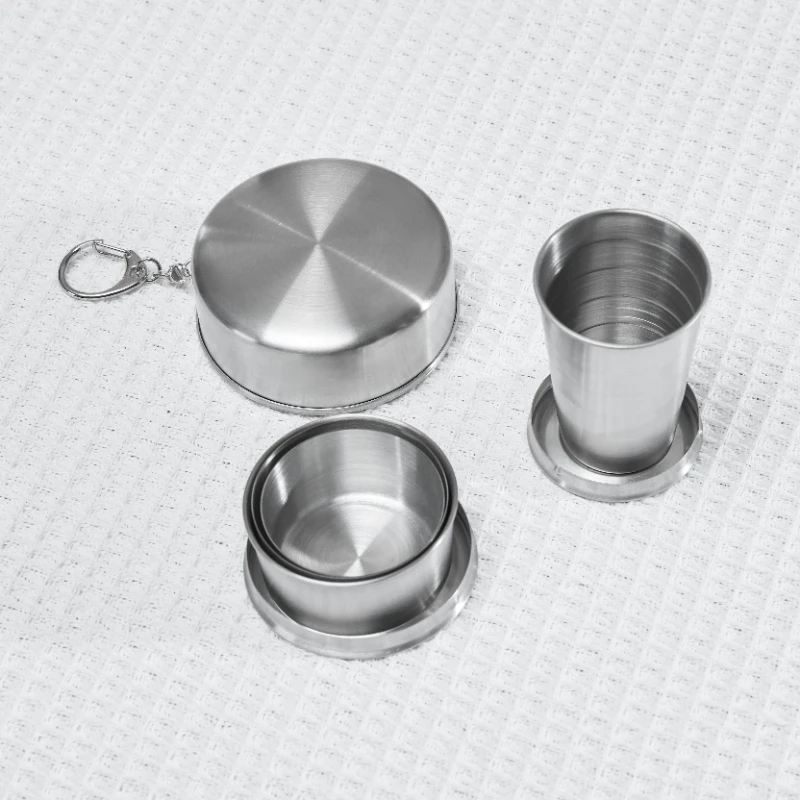 Portable Stainless Steel Foldable 75ml/150ml/250ml Outdoor Travel Collapsible Coffee Mug Telescopic Hiking Camping Water Cup, stainless steel cups,folding cup