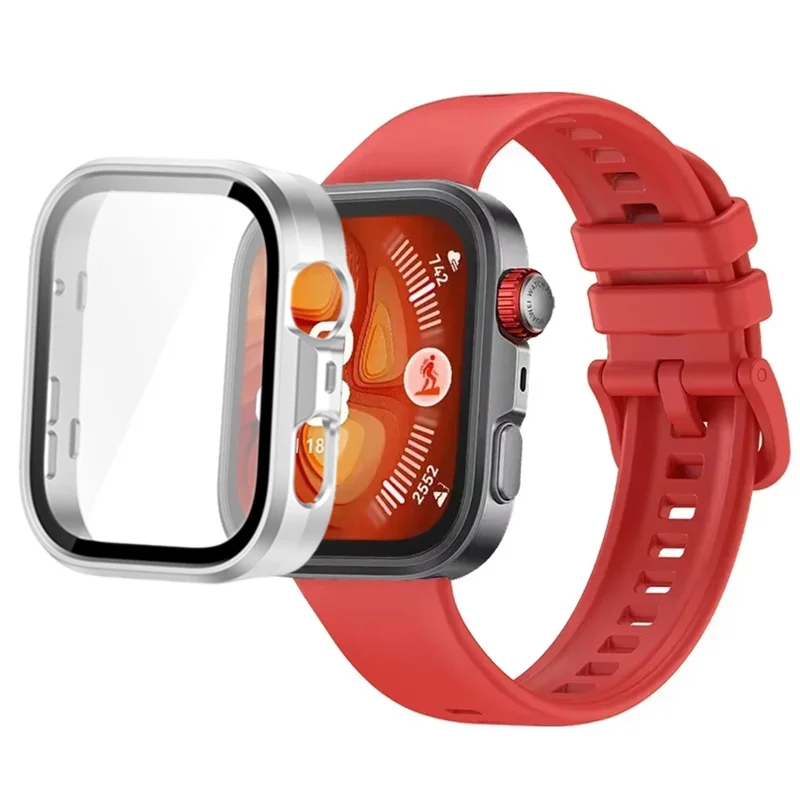 Breathable Silicone Strap with Protective Tempered Glass Screen and HD PC Case