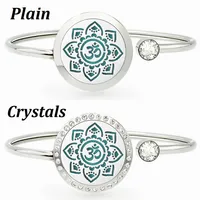 25mm Crystals Locket Diffuser Bangle Stainless Steel Aromatherapy Bracelet Perfume Locket Bracelet Free 10 Pads 2