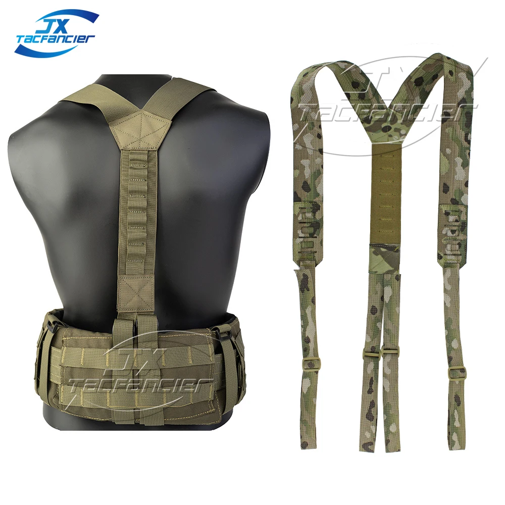 

Tactical Suspender Heavy Duty Belt Harness Shoulder Sling Strap AVS Low Profile High Back Combat Belt Hunting Accessories