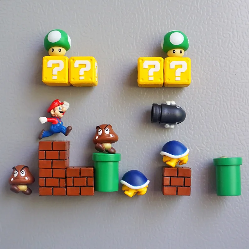 Super Mario Bros Cartoon Game Character Frigo Magnet Stickers Decorazioni Anime Foto Wall Novità Cute Souvenir Regali Di Natale