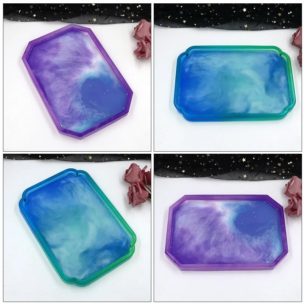 2pcs Silicone Resin Tray Molds Silicone Snack Platter Mold Jewelry Tray Epoxy Resin Mold for DIY Diy Plate Mould