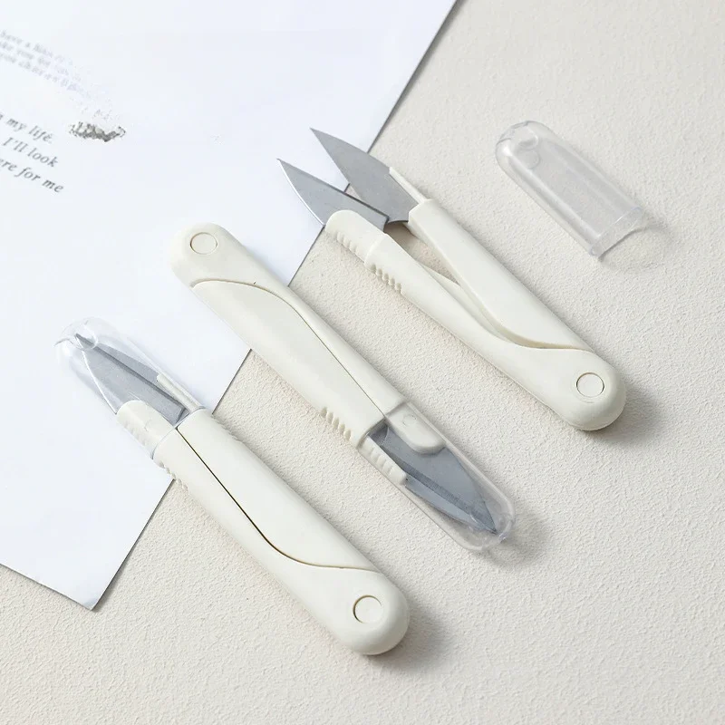 Sewing Scissors Stainless Steel Spring Scissors with Cover Portable Thread Head Fish Thread Cross-stitch Tailor's