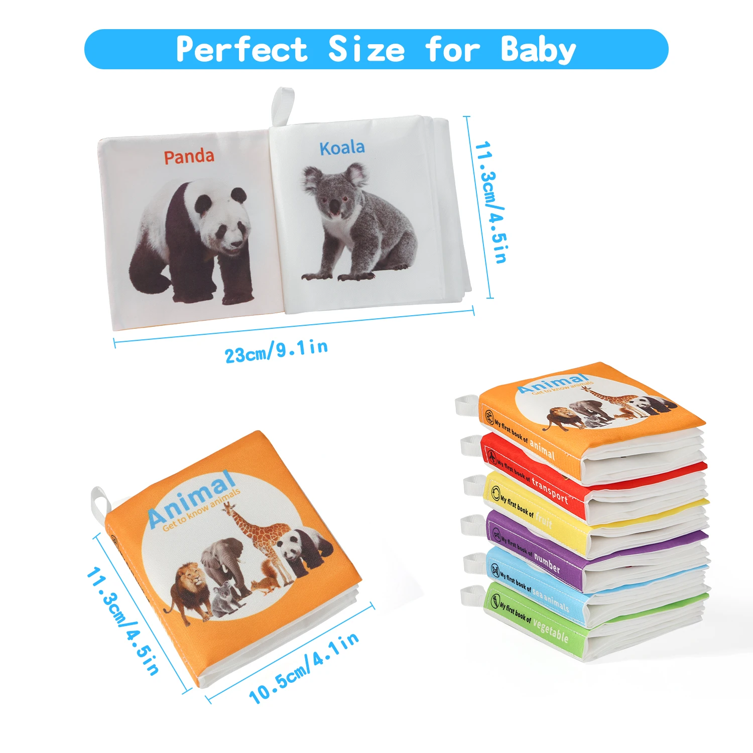 Libro di illuminazione per bambini a sei pagine 0-6 mesi Carta sonora lavabile addensata + Touch Grip Neonato Visual Touch Illuminazione Cogniti - immagine 3
