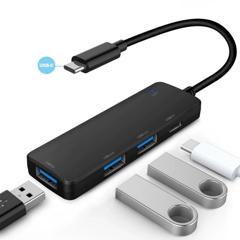 4-in-1 Mobile Phone And Computer C-type Extender High-Speed Transfer USB Dock Multifunctional Memory Card Reader Splitter