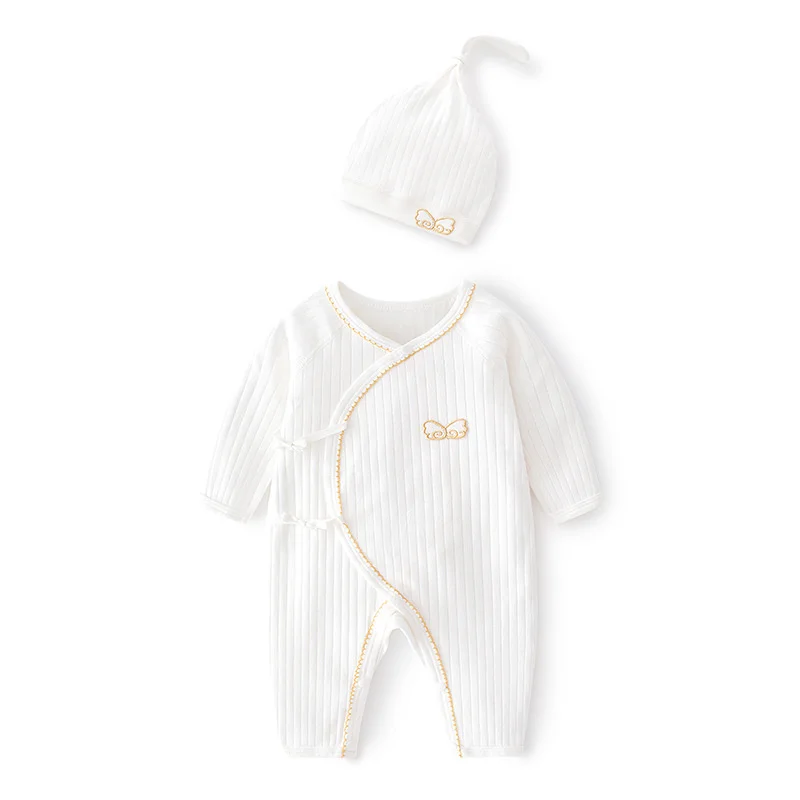 Lawadka 0-6M Spring Baby Girls Boys Romper Hat Cotton White Clothes For Girls Fashion Infant Jumpsuit Newborn Babies 0 to 3 M 1