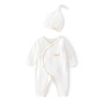 Lawadka 0-6M Spring Baby Girls Boys Romper Hat Cotton White Clothes For Girls Fashion Infant Jumpsuit Newborn Babies 0 to 3 M 1