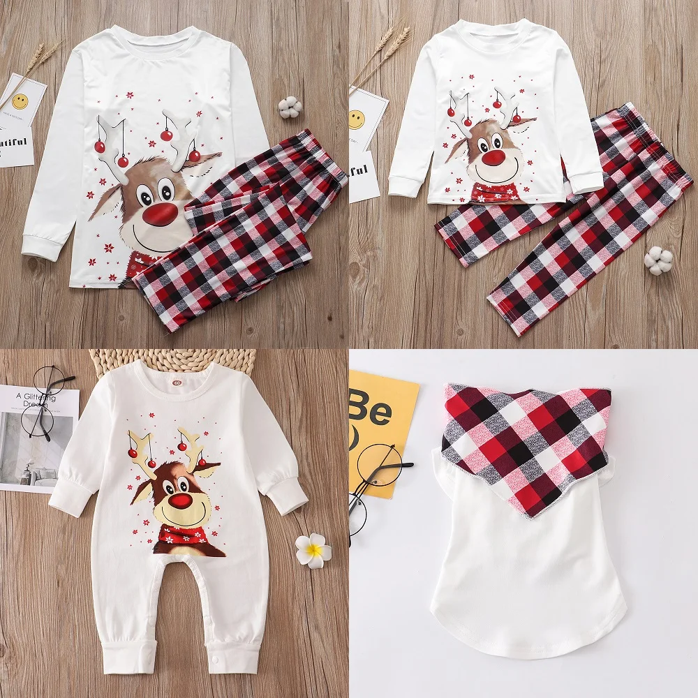 thumbnail image 1 of Conjuntos de pijamas navideños a juego para toda la familia, pijamas para madre e hijos, camisetas y pantalones con estampado de ciervos, ropa de dormir navideña, mameluco para bebé, ropa para mascota, 1 of 5