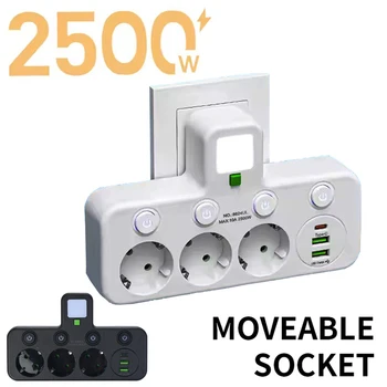 EU Plug Power Strip ติดผนังปลั๊กไฟ 3 ช่อง Multitap ปลั๊กไฟฟ้าผนังสําหรับโฮมออฟฟิศ 1