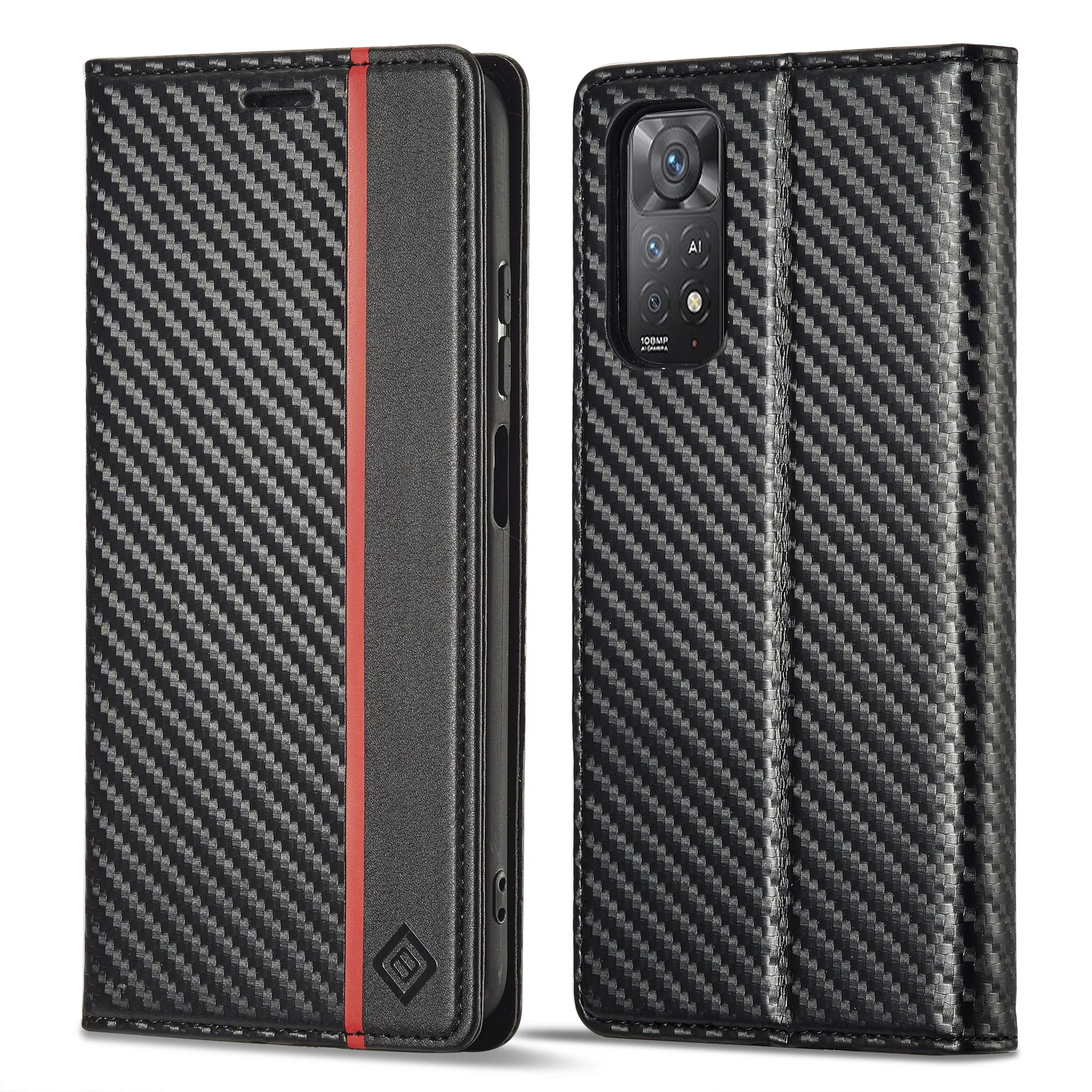 

Кожаный чехол-бумажник из углеродного волокна с МАГНИТНЫМИ КАРТАМИ для Xiaomi Redmi Note12 PRO 11 Lite 11S POCO X4Pro X3 NFC 11T X5, чехол-книжка