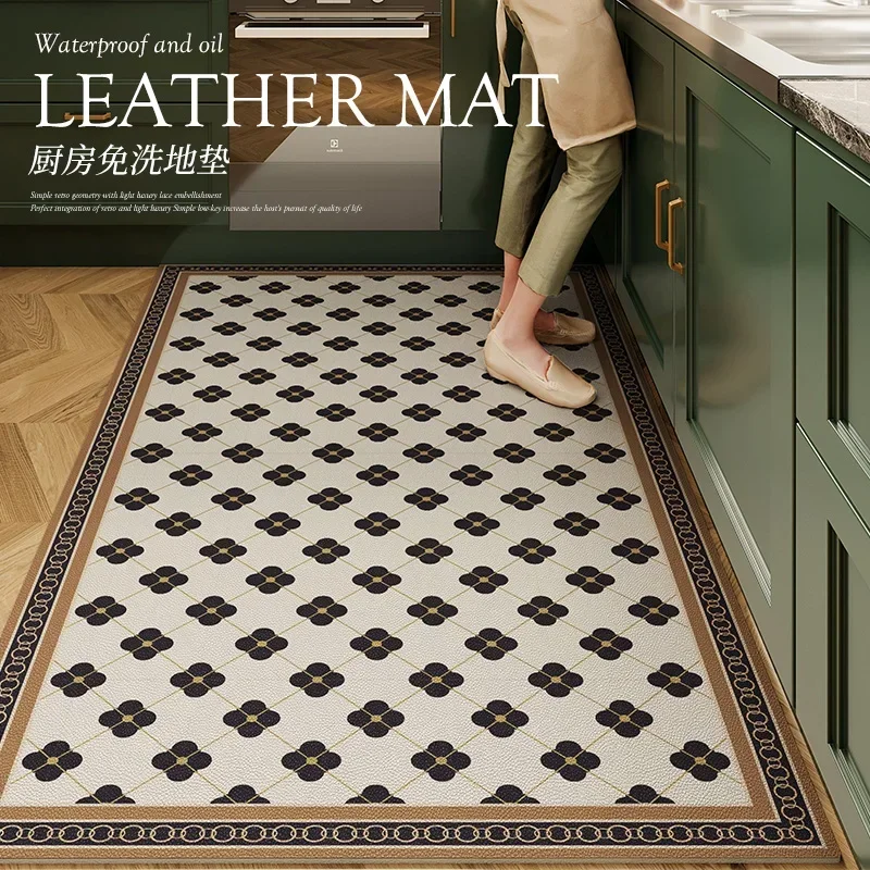 

American Retro Carpets for Living Room Home Washable Kitchen Special Floor Mat Large Area Anti-fouling Carpet Pvc Leather Rug