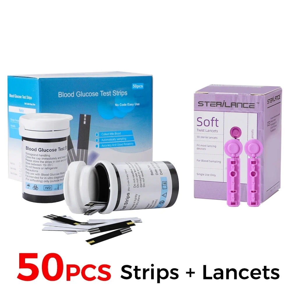 AJC Test Paper Needles for Blood Glucose Meter KH100/KH200 blood glucose lancets Refill 50/100 Pcs Glucose test strips