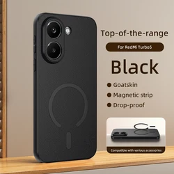 Luxury PU Leather Magnetic Protective Back Cover Case - Premium Skin Shell for Poco X8 Pro (Black)