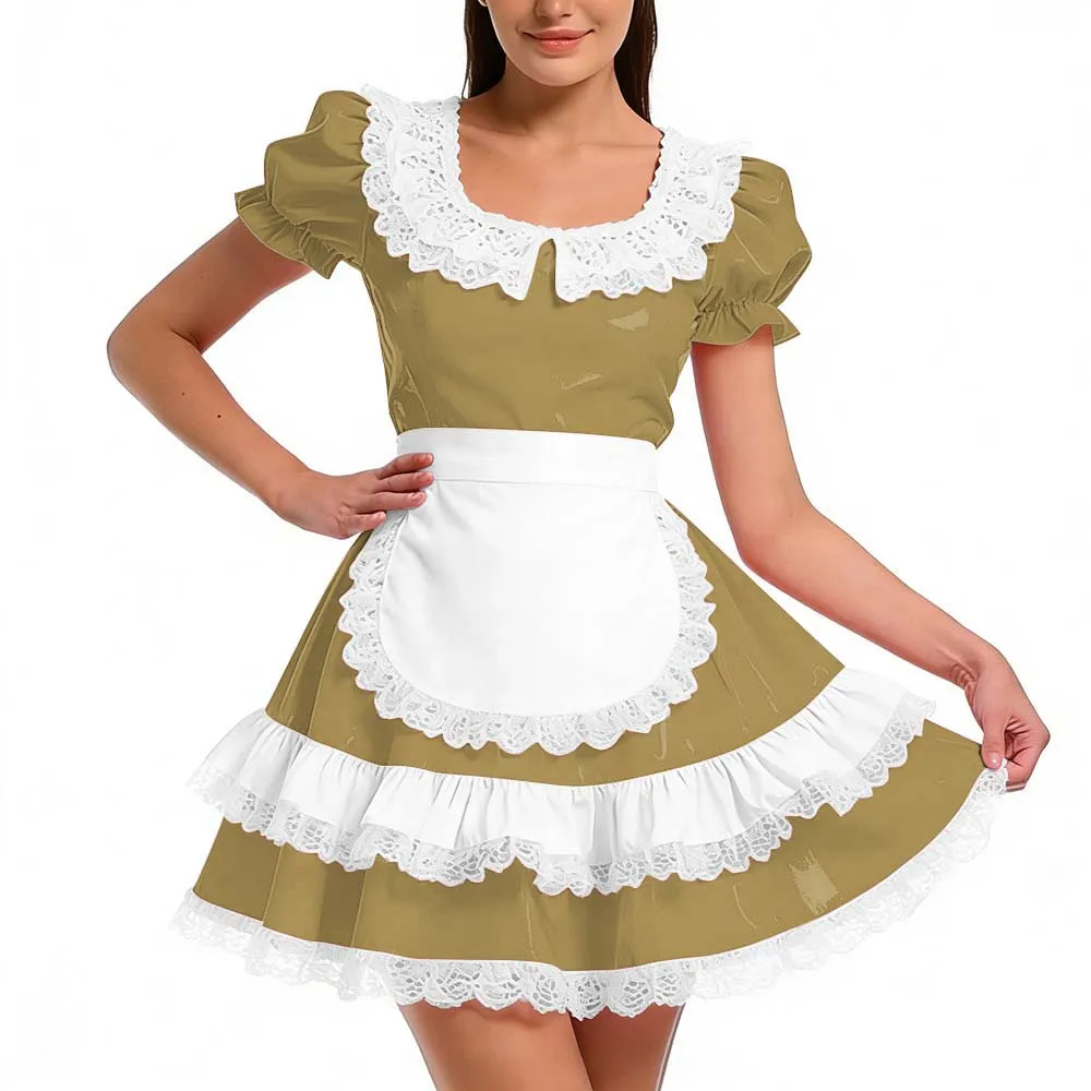 Shiny PVC Ruffles French Maid Dress Lolita Cosplay Halloween Crossdressers | eBay Shiny PVC Ruffles French Maid Dress Lolita Cosplay Halloween Crossdressers | eBay