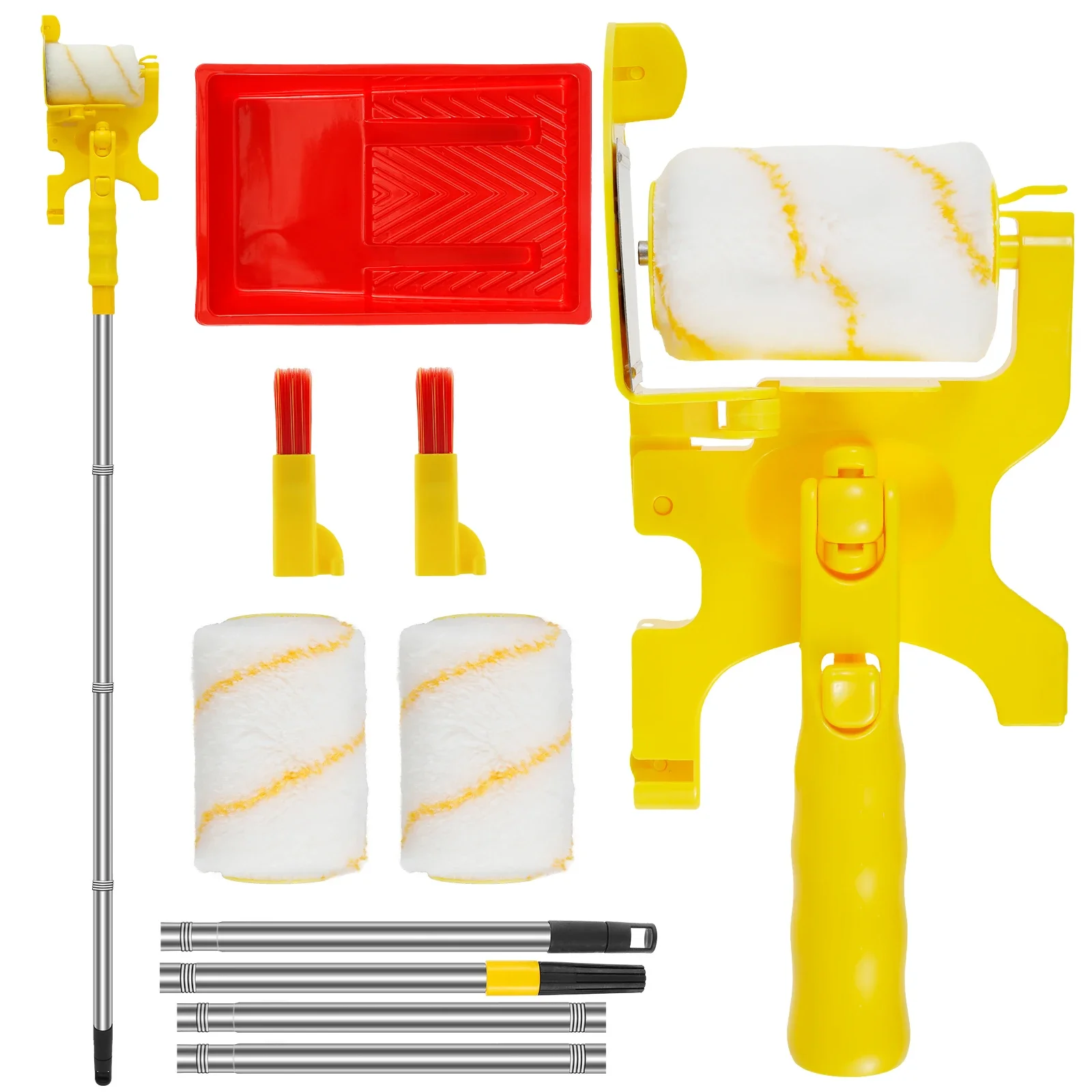 

Paint Edger Roller Brush Kit Plastic Wall Paint Roller with Telescopic Pole and Tray Trimming Color Separation Paint Roller