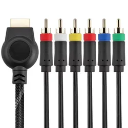 1.8m AV Video Audio Multi Out Cable Set for HD TV - Premium Component RCA Cable (Black)