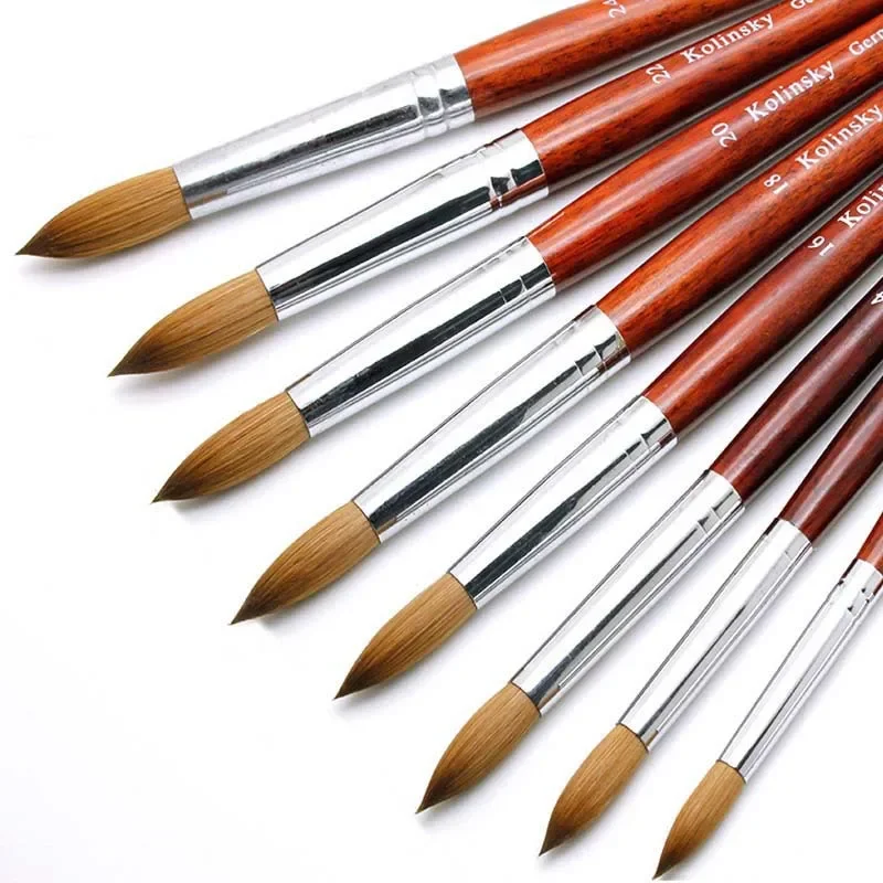 Kolinsky Acrylic Nail Brush Good Quality Nail Art Mink Brush Wood Handle Gel Builder Manicure Brush Drawing Tools Size 6-24 3