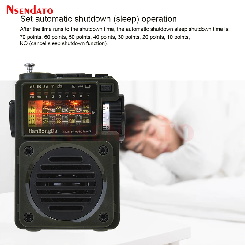 HRD700 Radio AM FM MW SW Music Player Mini Radio Full-Band Broadcast Bluetooth-Compatible V5.0 Multimedia Player for TF Card