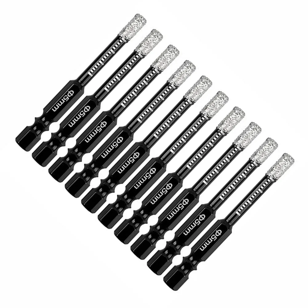 10pcs Vacuum Brazed Diamond Drill Bits Set Dry Ceramic Tile Hole Opener Marble Glass Granite Hole Saw Cutter Hex Shank