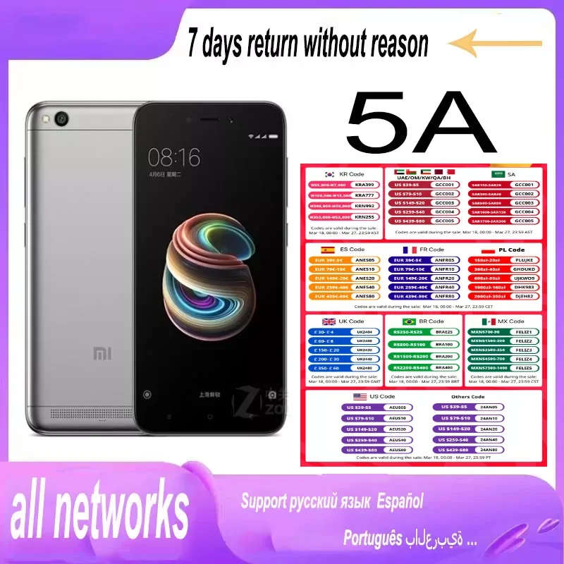Cellulari Originali Xiaomi Redmi 5A 3G 32G Cellulari Smartphone Cellulari Android Snapdragon