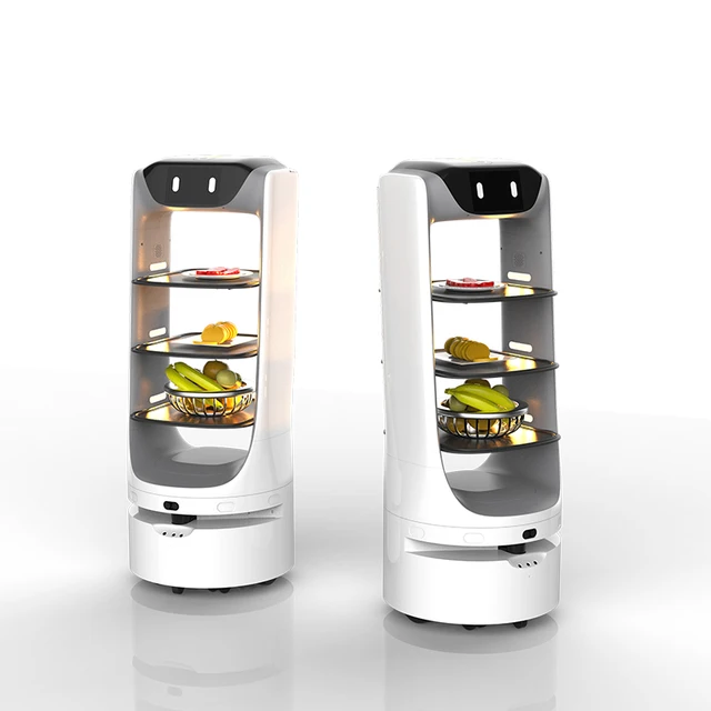 혁신적인 식당의 미래를 여는 음식 배달 로봇 무인 운전 웨이트리스 서비스 로봇