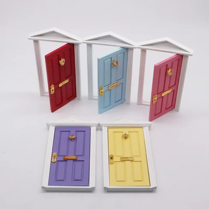 Miniature Wood Elf Door Tooth Fairy Door Mini House Accessories Pretend Play Toy Gift for Kids Furniture Simulation Miniatures 5