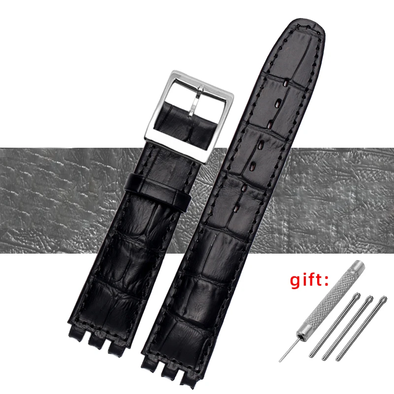 Premium Waterproof Genuine Leather Watch Strap - Black, Brown, White with Clasp