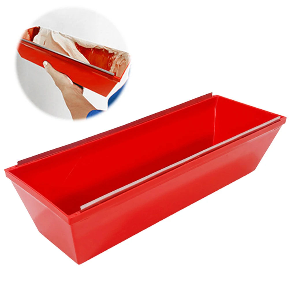 Plastic Drywall Mud Pan with Scraping Bar Sheetrock Mud Pan Plastic Spatula Drywall Pans for Quicker Cleaning