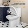 Small Compact One Piece  For Bathroom, Powerful & Quiet Dual Flush Modern Toilet, 12'' Rough-In Toilet&Soft Closing Seat Include 5