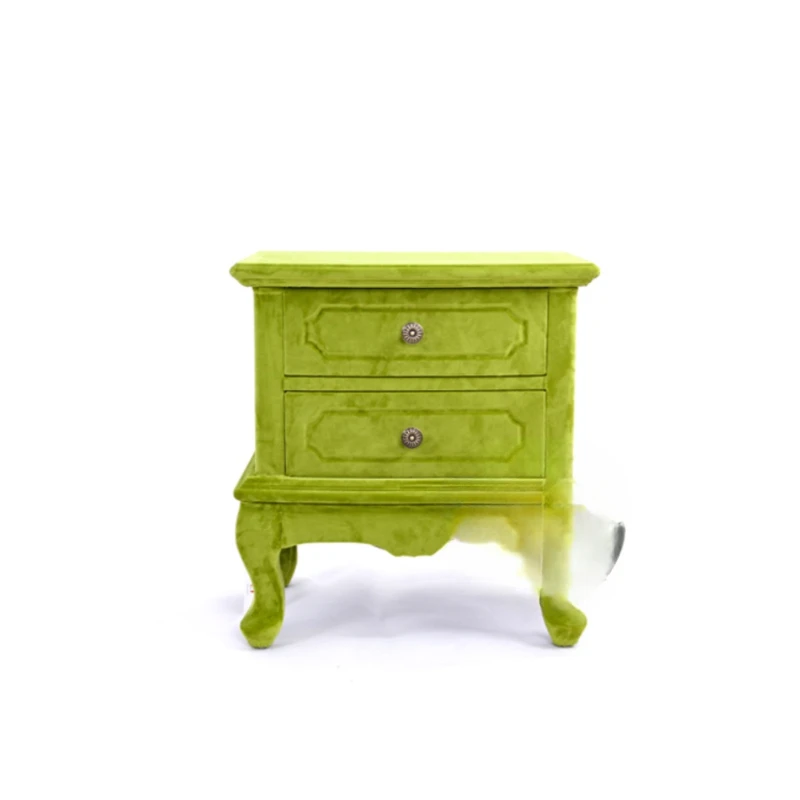 

Living room fabric solid wood bucket cabinet, storage bedroom model room bedside