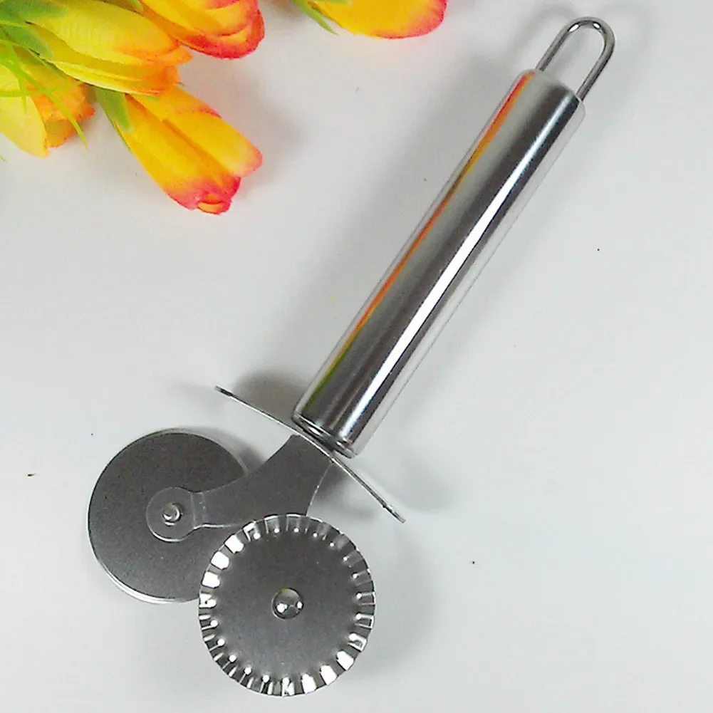 Pizza Cutter Round Double Wheel Roller Stainless Steel Kitchen Tool Pastry Pasta