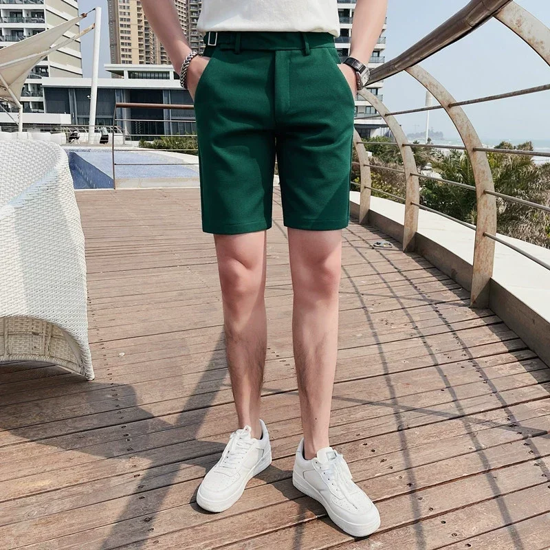 British Style Summer Thin Shorts 2023 New Men's Naples Business Casual Short Pants Fashion Slim Fit Formal Suits Shorts Homme