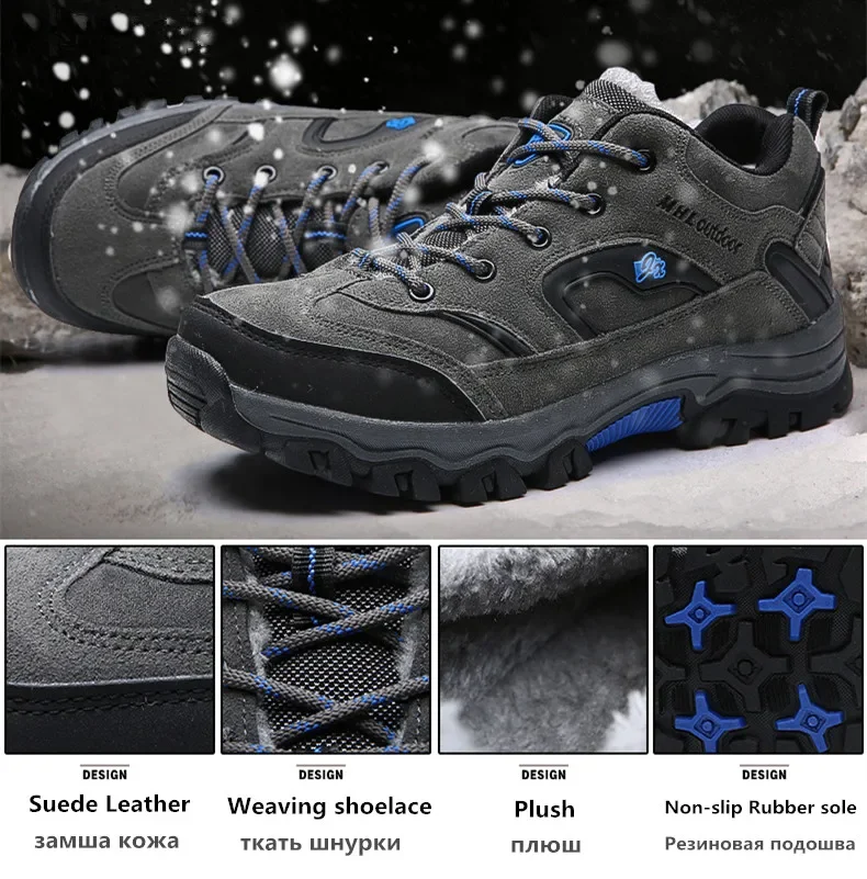 Winter Fur Warm Snow Boots For Men Sneakers Men's Boots Adult Non Slip Rubber Casual Work Safety Unisex Ankle Boots