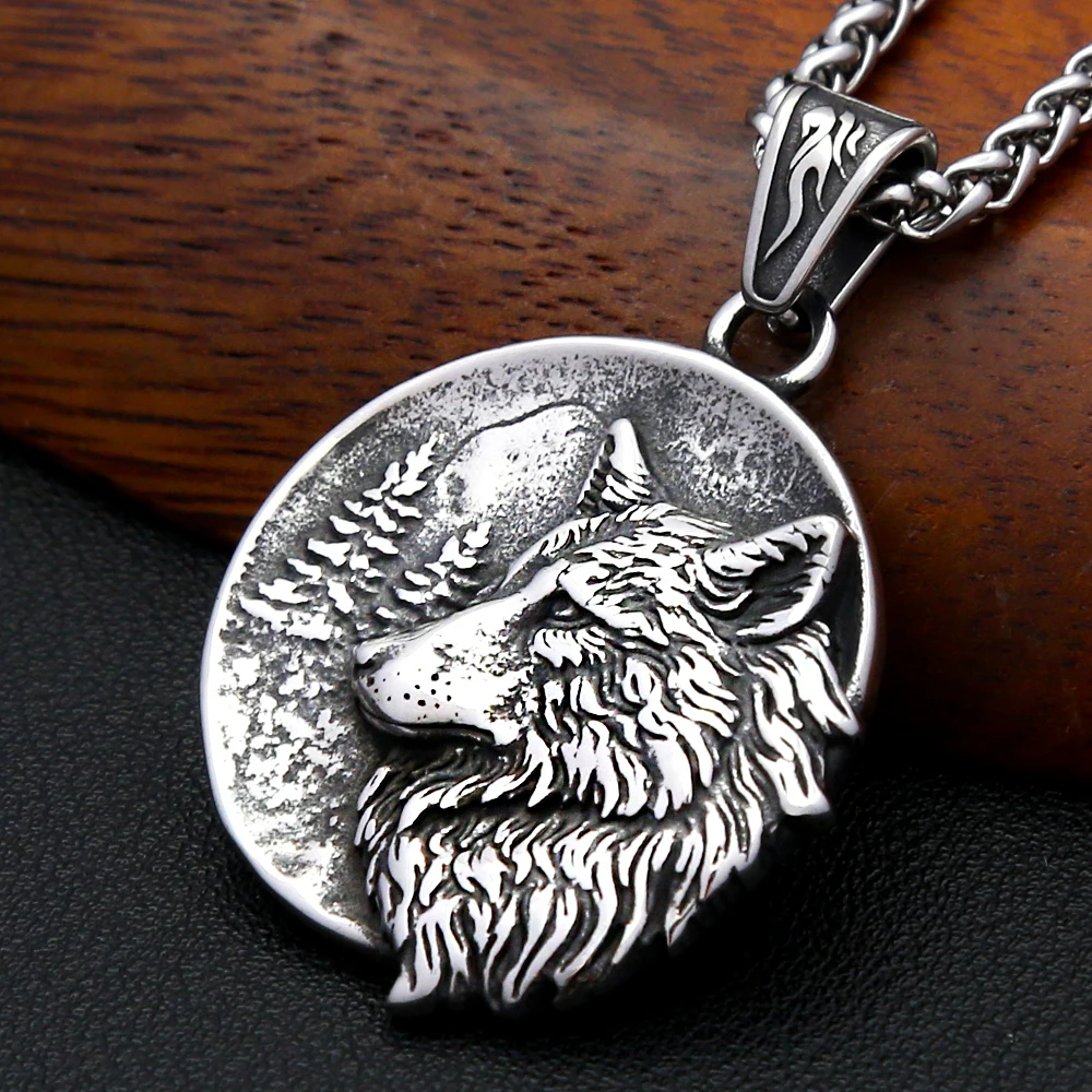 Vintage Viking Wolf Head Necklace Stainless Steel Nordic Animal Pendant For Men Women Unique Amulet Jewelry Gift Dropshipping 2