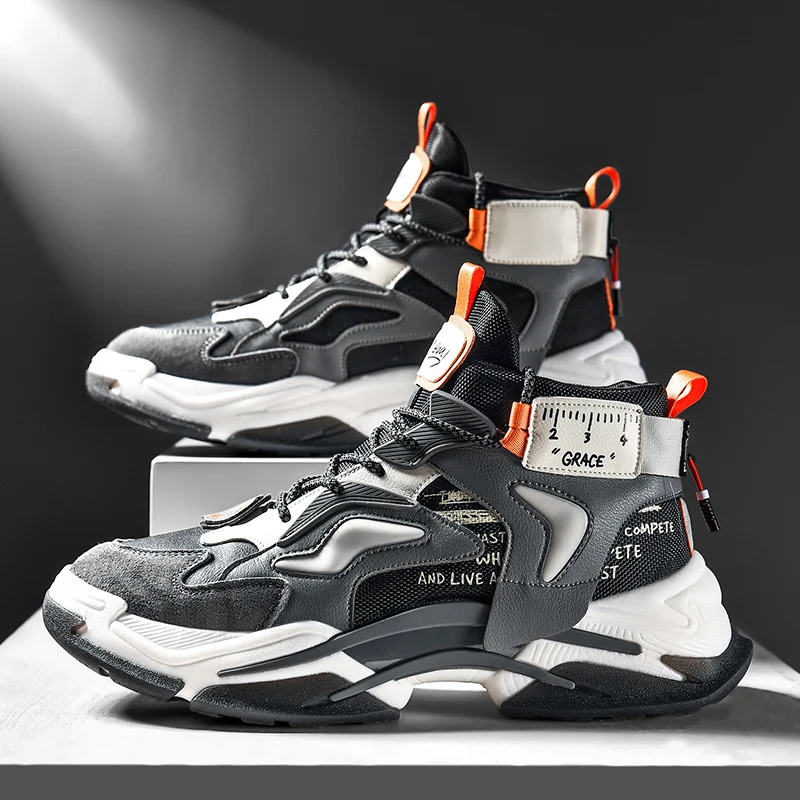

High-quality 2023 Spring New Men Casual Shoes High-top Non-slip Breathable Shoes Fashion Light Outsole Outdoor Wear-resistant 44