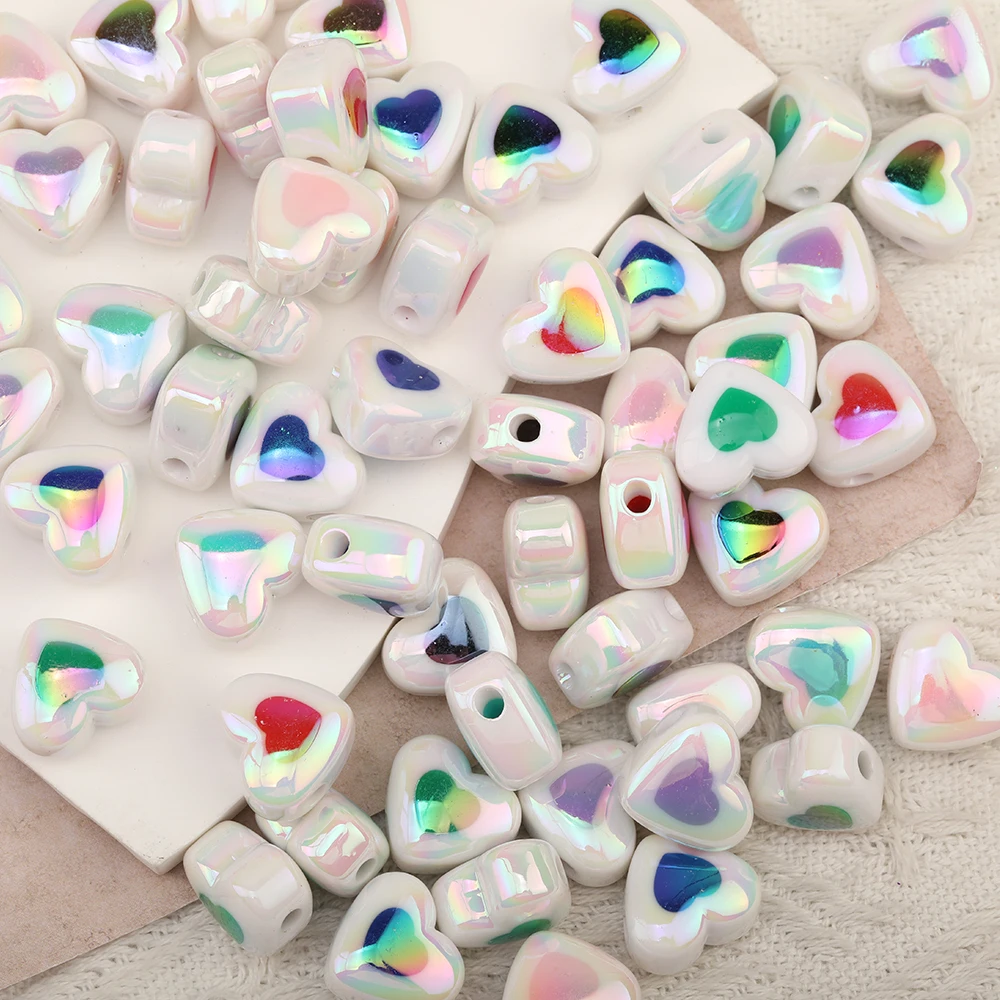 

Cordial Design 15*18MM 100Pcs Jewelry Findings & Components/Aurora Effect/Heart Shape/DIY Hand Made Accessories/Acrylic Beads