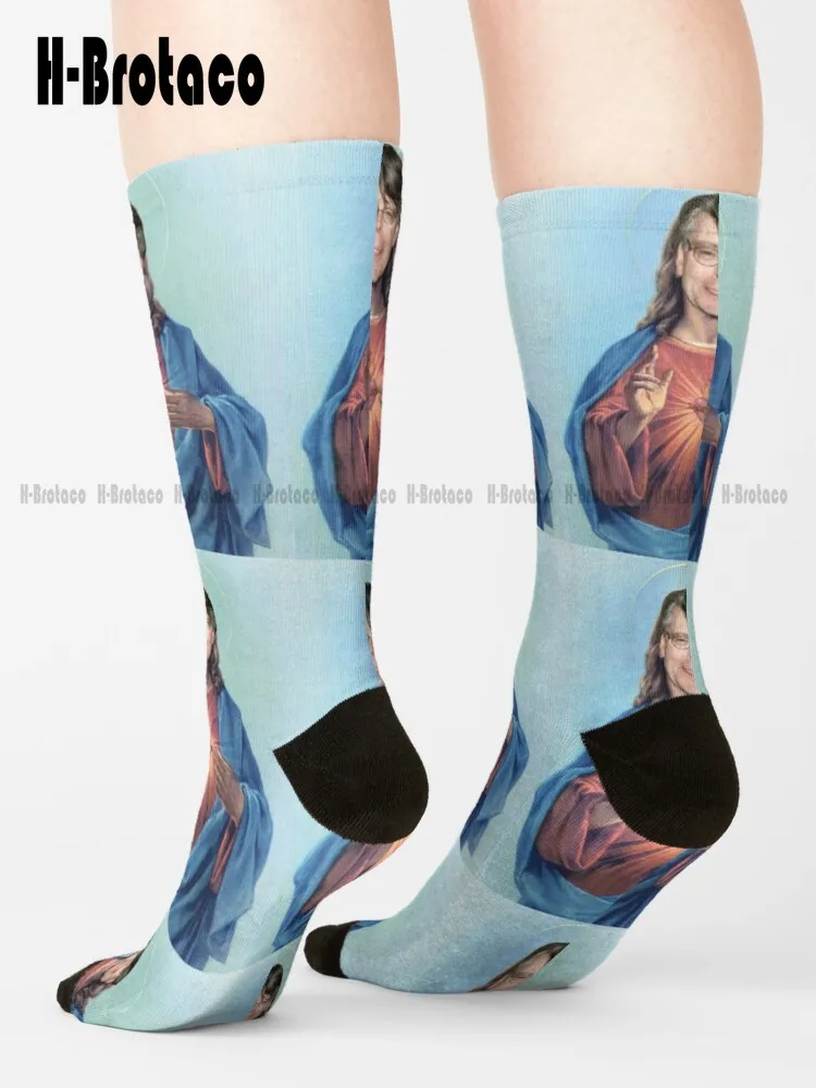 Stephen King Jesus Socks Mens White Socks Harajuku Retro Gd Hip Hop Cartoon Street Skateboard Socks Teen Youth Socks Casual Art