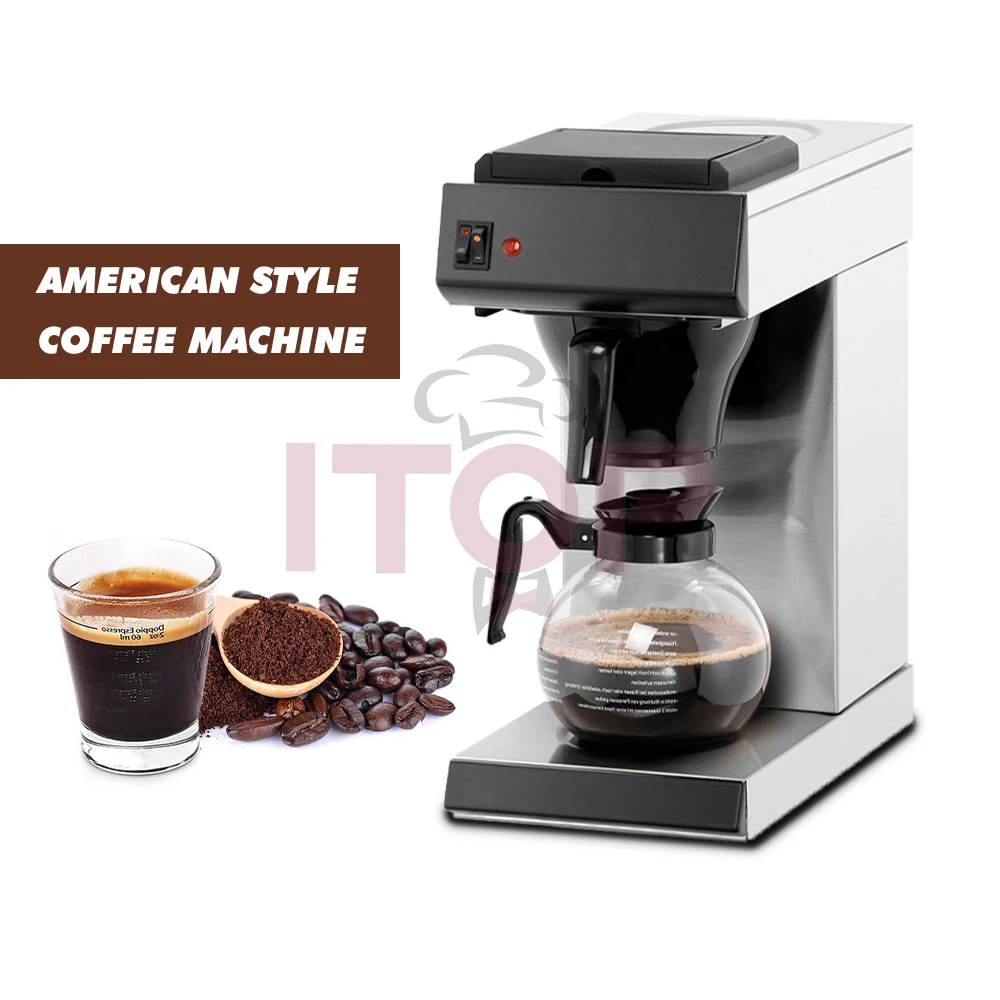 ITOP DCM Americano Coffee Machine 1.8L Capacity Drip Coffee Machine Filter Coffee Maker Pour-over Coffee Brewer 220V-240V 304 stainless steel maker drip tea and water pour over espresso brewing 600ml coffee pot gooseneck kettle