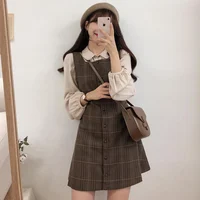 Preppy Sty Japan Girls Matching Outfits Date Lady Autumn Spring 2023 A Line Women Plaid Shirt Dress - Image 4